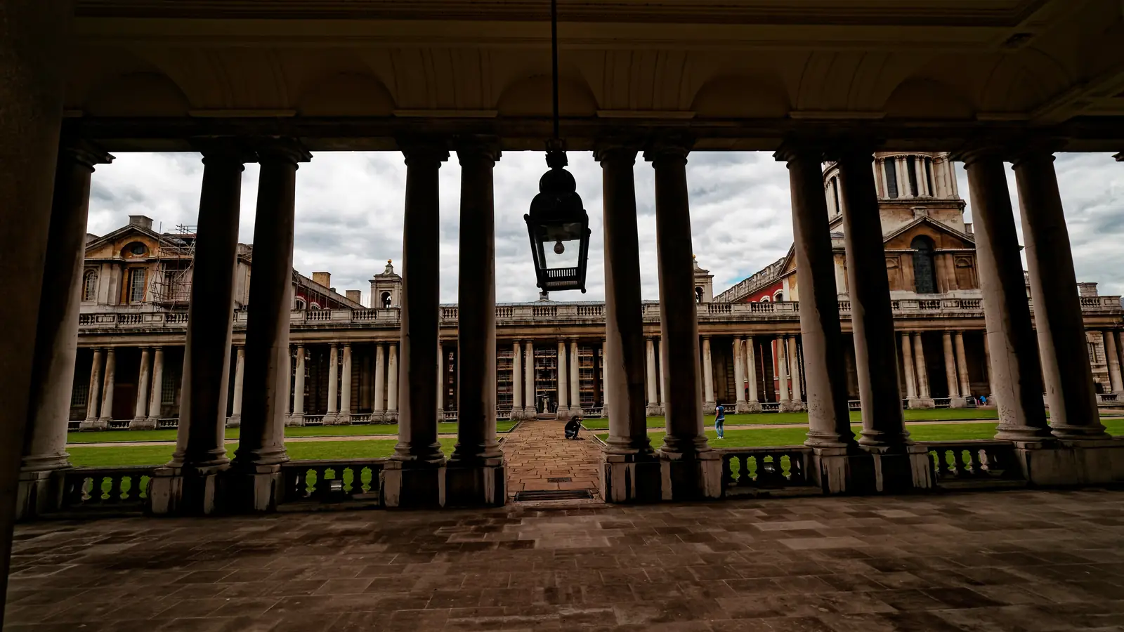 The colonnades of the Old Royal Naval College, Greenwich, the promenade in Bridgerton