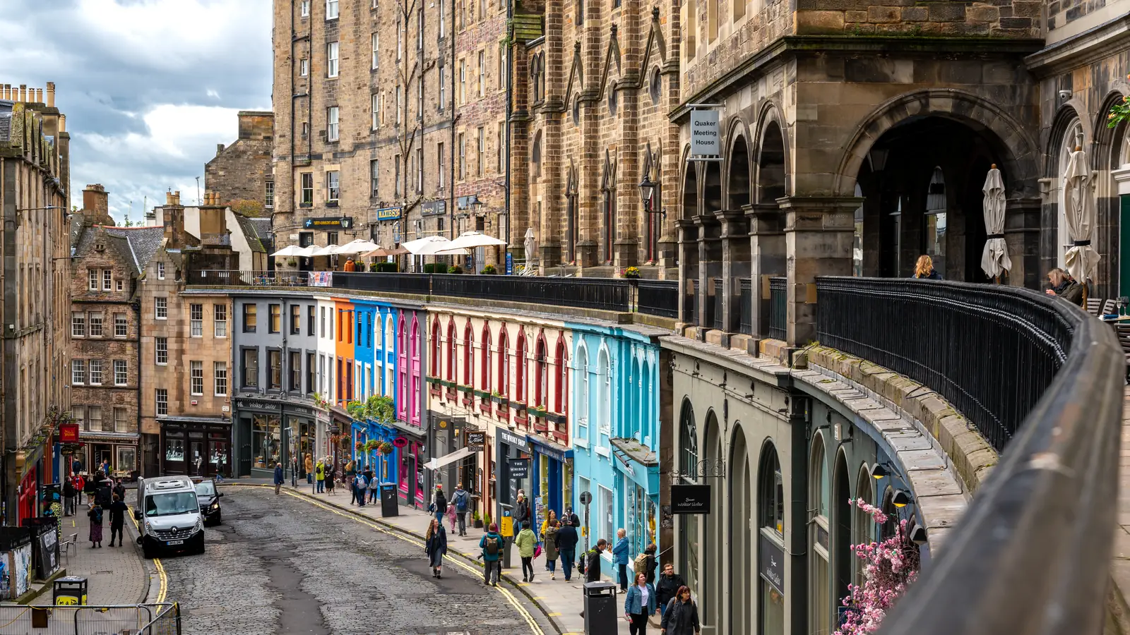 The curve of Victoria Street in Edinburgh's Old Town