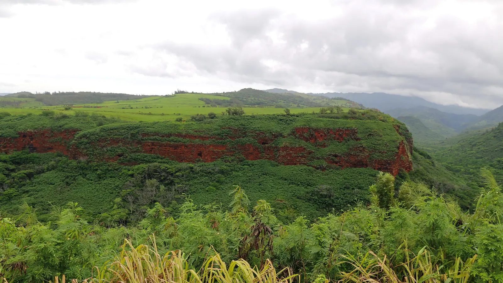 Olokele Canyon on Kauai with steep green walls – the site of the electrified fence in Jurassic Park