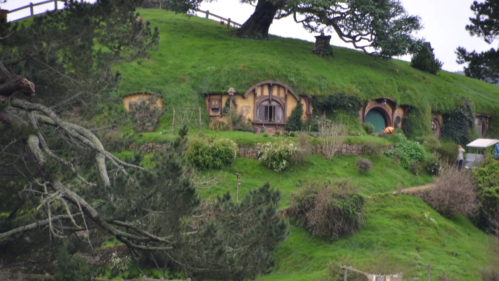Bag End under the party tree at the Hobbiton Movie Set, Matamata
