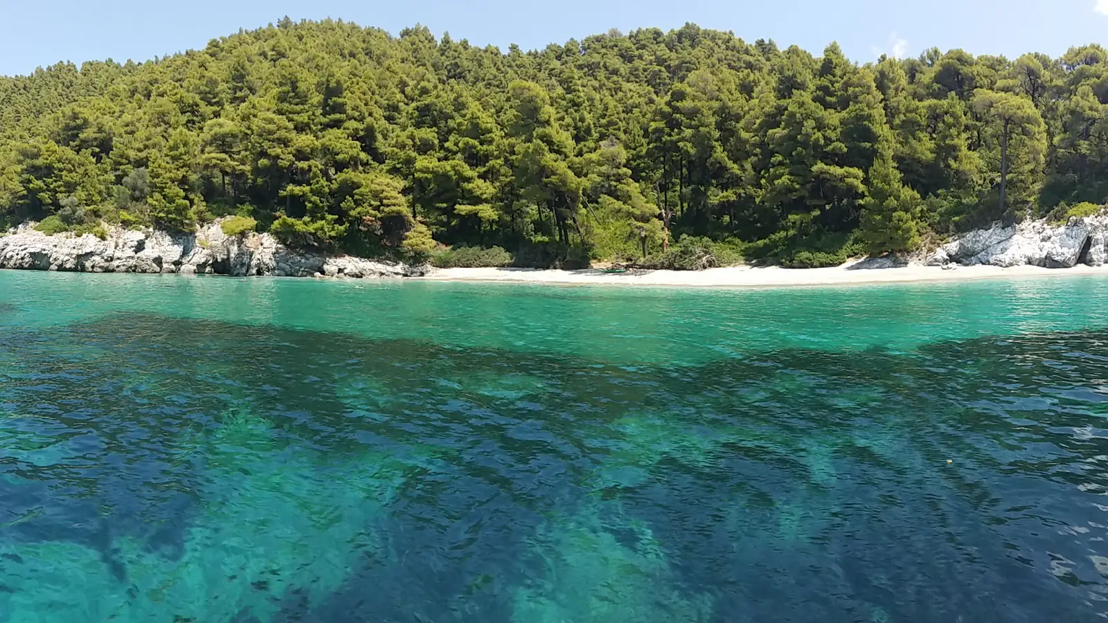 Kastani beach on the west coast of Skopelos, the beach of Mamma Mia!