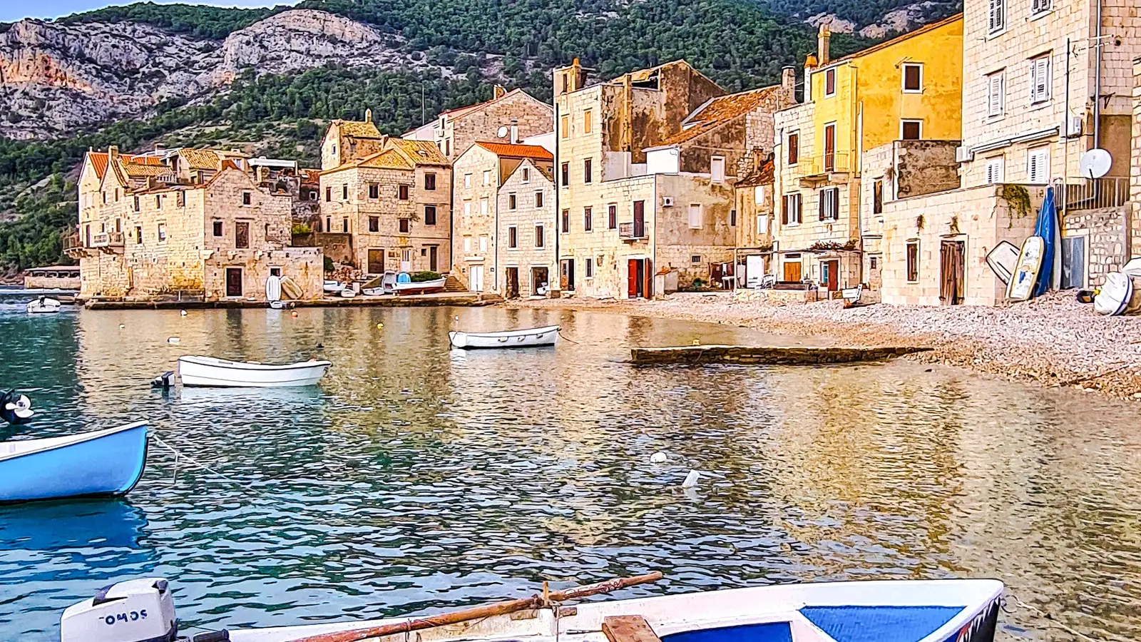 The waterfront of Komiža on Vis, Kalokairi in Here We Go Again