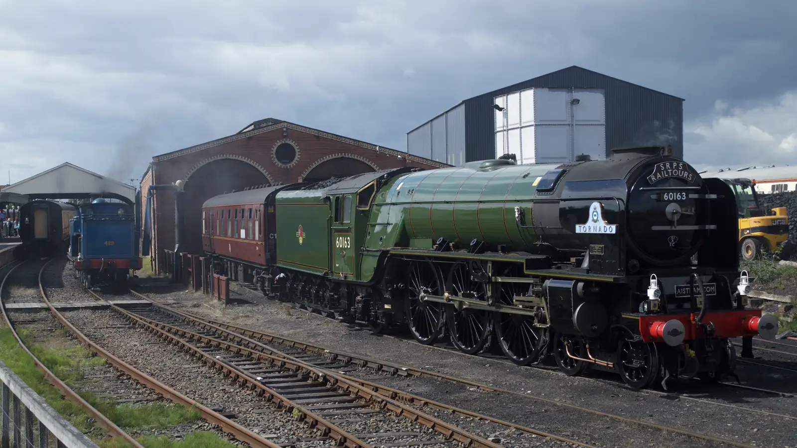 A steam train at Bo'ness on the Bo'ness and Kinneil Railway, Outlander's 1940s station