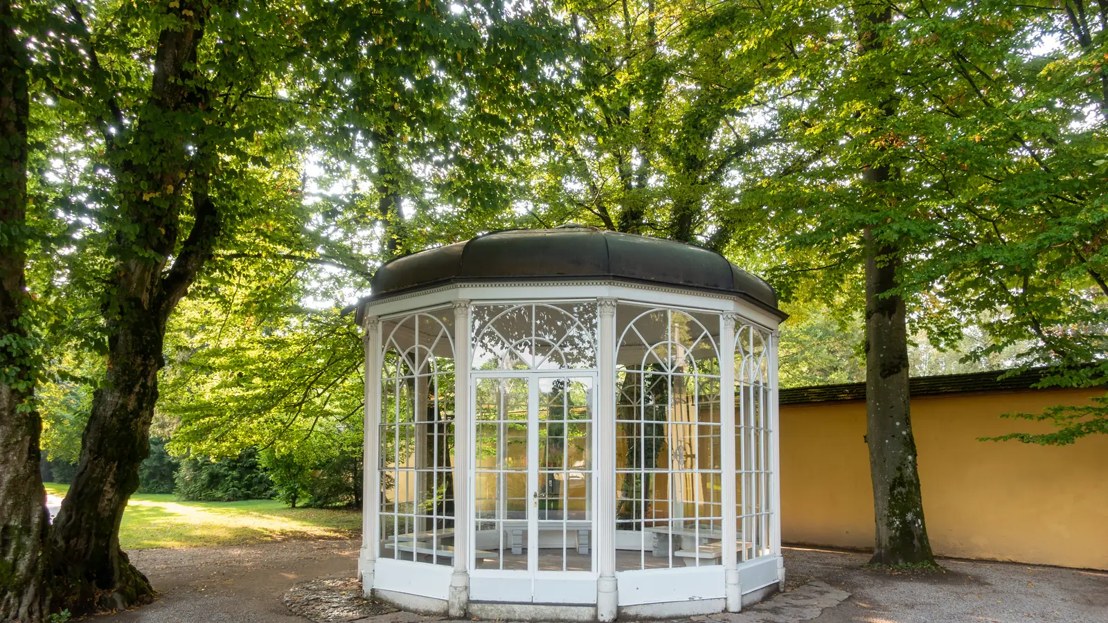 The Sound of Music gazebo in the park of Hellbrunn Palace, Salzburg