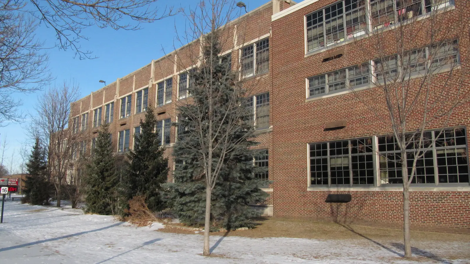 The former Patrick Henry High School in Stockbridge, Georgia, which played Hawkins Middle and High School until its demolition in 2024
