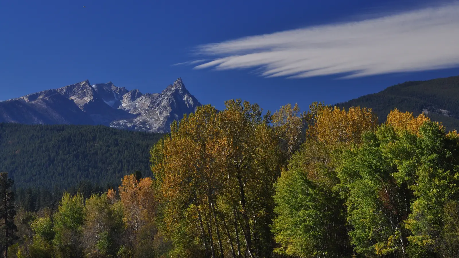 Trapper Peak above the Bitterroot Valley near Darby – the backdrop of the Dutton Ranch; Chief Joseph Ranch itself is private and has no free photo