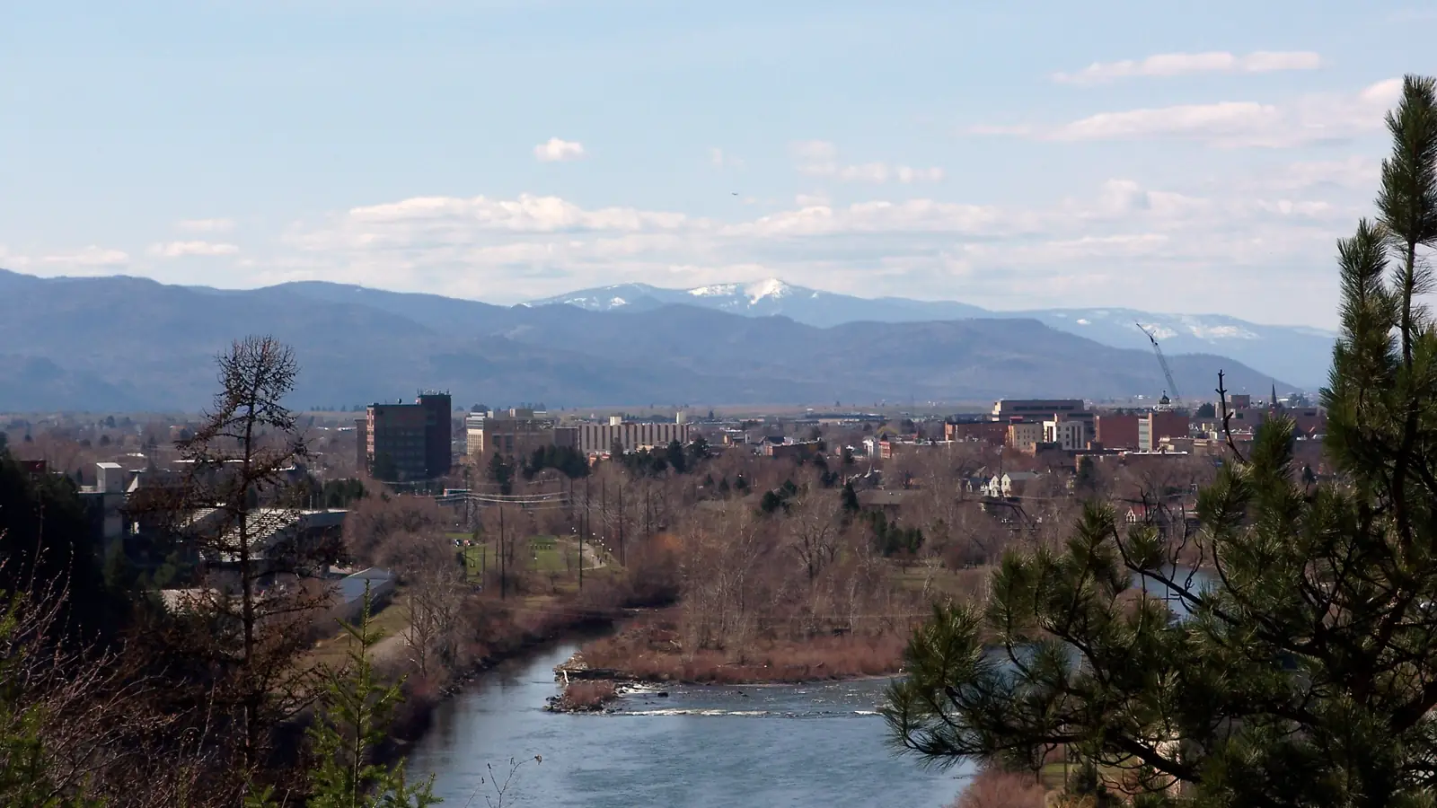 Missoula and the Clark Fork river with the mountains behind, the production base of Yellowstone